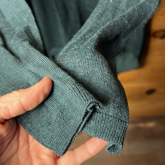 Soft Surroundings Women Sweater XS Wool Alpaca Pleated High Low Cozy Career Grn - Picture 8 of 9